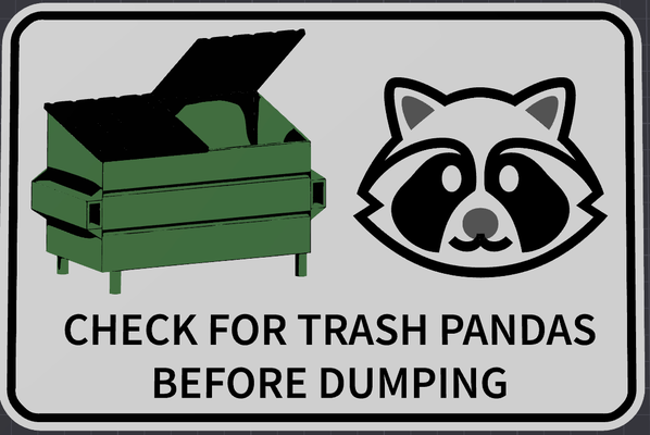 basura panda contenedor firmar by h00fty arte señales logos advertencia mapache 3d print model - Mito3D