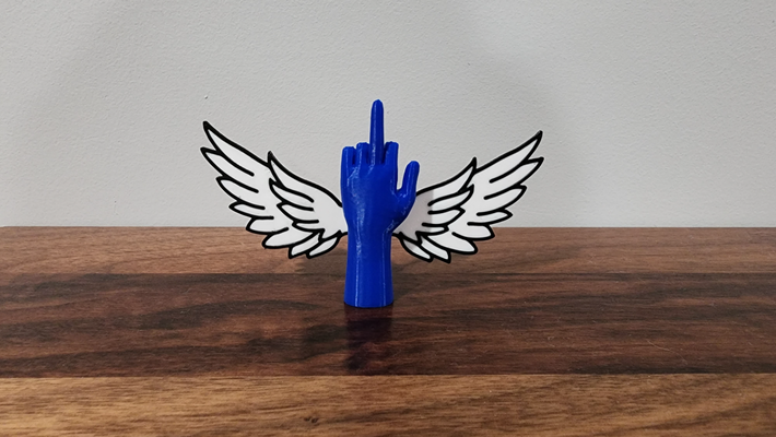 flying f k by depep1 miniatures creatures middle finger wings fuck 3d print model - Mito3D