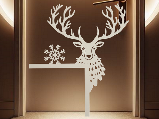 navidad puerta esquina alce by correo iou casa festividades 2023 decoración hogar arte snow copo nieve monigote árbol regalo 3d print model - Mito3D