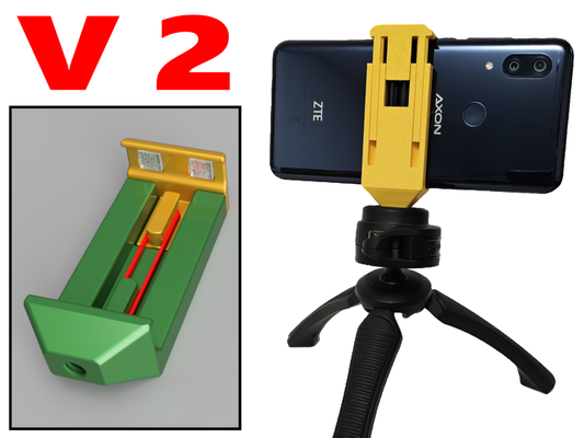 smartphone trípode adaptador v2 by threed michael herramientas artilugio cámara montar foto grande halterung práctico stativ 3d print model - Mito3D