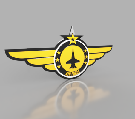 air force badge by robg art coin & badges wings f16 ams 3 colors 3d print model - Mito3D