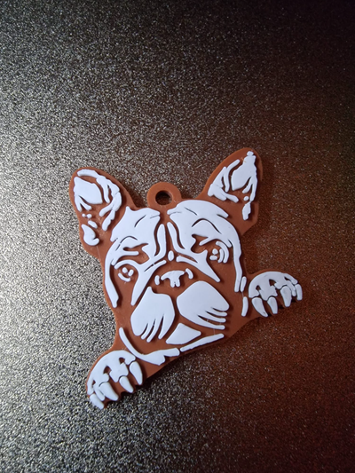 französisch bulldogge schlüsselbund by abonnieren kunst modelle hund tasche aufhänger 3d print model - Mito3D