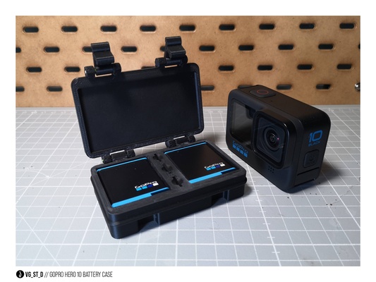 go pro héros 10 batterie cas gaine by vladislav entier outils gadgets support compartiment piles goprohero10 3d print model - Mito3D