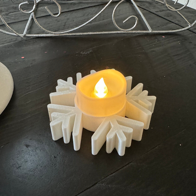 tea light snowflake holder christmas by 4d maker lab art models decor 3d print model - Mito3D