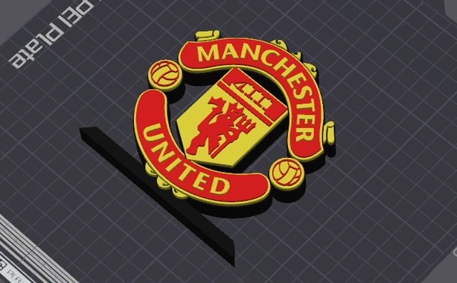 manchester united logo 1998 - today table stand by 5kyrunn3r art signs & logos premier league sign soccer england football red devils ams ready 3d print model - Mito3D