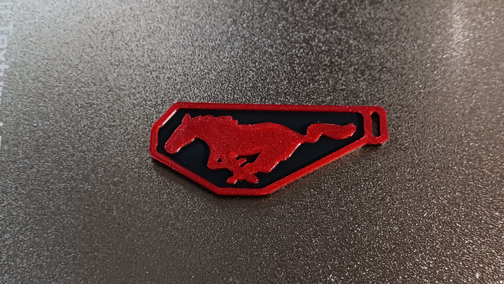 ford mustang keyring - 2 colors easy to print by estriam art signs & logos keychain mach e keyrings 3d print model - Mito3D