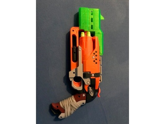 nerf martillo barril v2 by henne arlequín juguetes juegos pistola correr arma nerf 3d print model - Mito3D