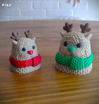 reindeer - christmas knitted container by hiko 3d household festivities deer reno navidad merry pot candy bowl wool crochet 3d print model - Mito3D