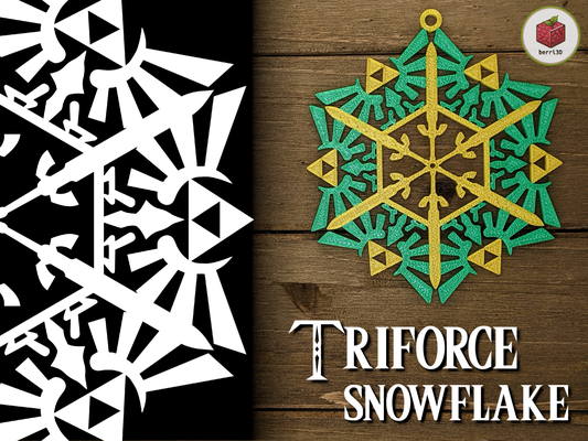 zelda snowflake ornament - triforce royal crest by berri3d household festivities christmas a1 mini 3d print model - Mito3D