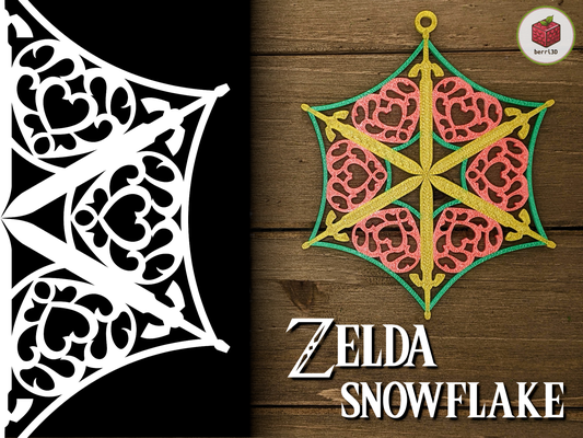 zelda snowflake ornament - heart container by berri3d household festivities triforce christmas legendofzelda 3d print model - Mito3D