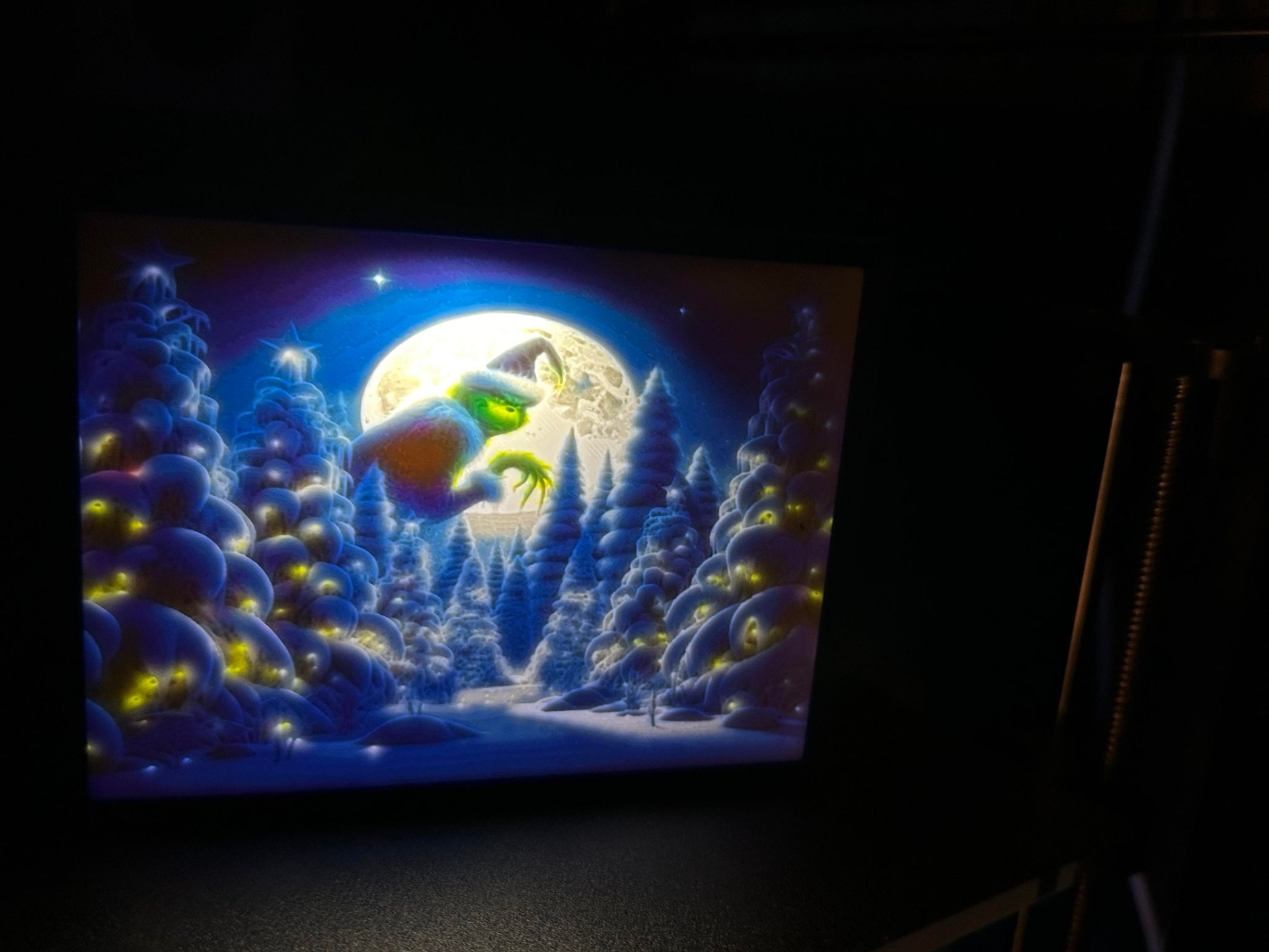 grinch snow lithophane by nates print shop household decor bronode light xmas grich santa christmas cmyk lightbox 3D print model - Mito3D