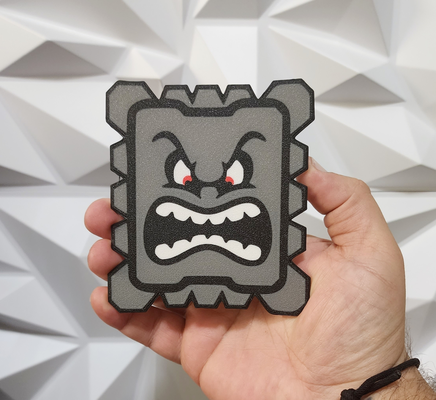 thwomp coaster wall art by williams industries 2d super mario drink tea water beer kitchen cup hot 3d sign decor decoration decorations 3d print model - Mito3D
