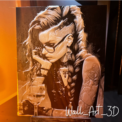 mulher bebida wain by parede arte 3d casa decoração vinho deco natal presente cenário tatuagem 3d print model - Mito3D