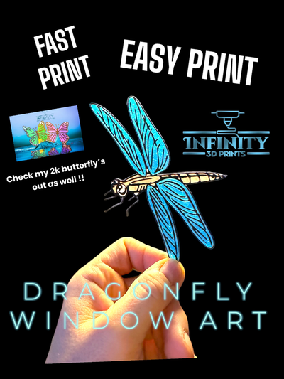 dragonfly 06mm 3 layer window decotations or magnets by infinity 3d prints art 2d fly dragon quick fun kids easy ams 3d print model - Mito3D