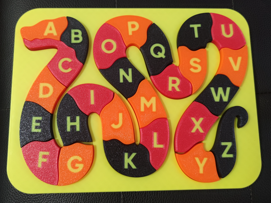 alfabeto serpente remixado by 3d brinquedos jogos quebra cabeças 3d print model - Mito3D