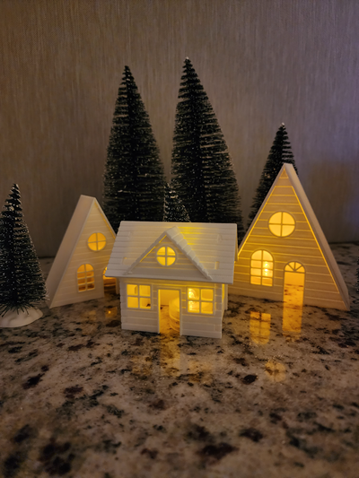 cozy light up village set snap by creativerenditions household decor house christmas lightup candle 3d print model - Mito3D