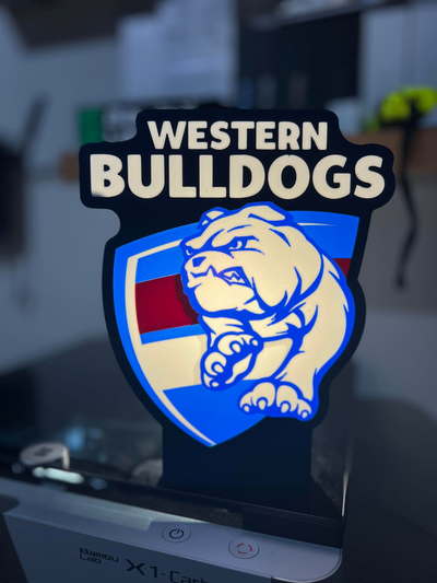 western bulldogs lightbox by glenngri art signs & logos afl dogs light box westernbulldogs 3d print model - Mito3D