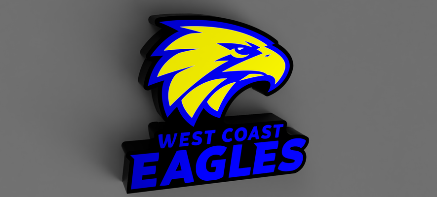 west coast eagles inspired led light box by glenngri art signs & logos afl lightbox westcoast 3d print model - Mito3D