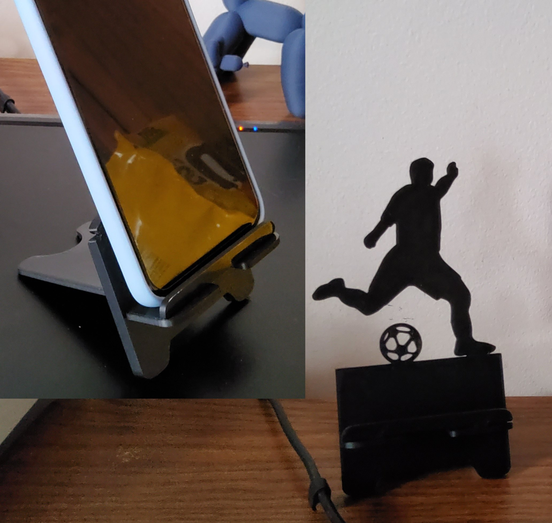 calcio telefono titolare supporto by mimi casa decorazione domestico ufficio cadeau pere padre giorno papà natale regalo ragazzo uomo piede compleanno 3D print model - Mito3D