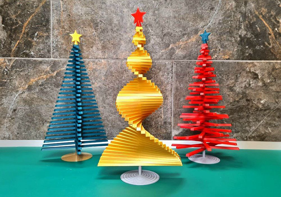 multiple christmas tree by aruba3d household festivities 3in1 festivites season seasonal family ornament ornaments xmas love peace snowflake collection 3d print model - Mito3D