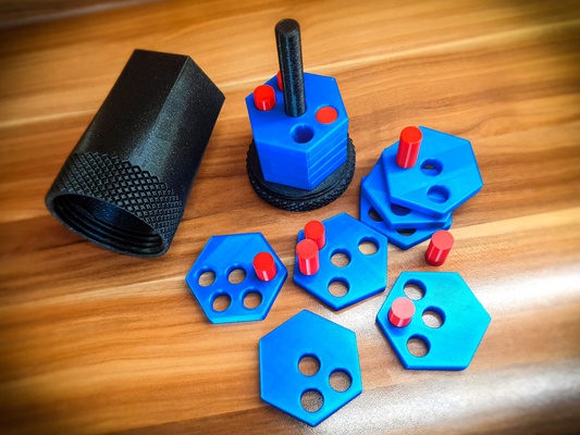 hexa tassello puzzle natale regalo by creativo minerx giocattoli giochi rompicapo dowelpuzzle 3d print model - Mito3D