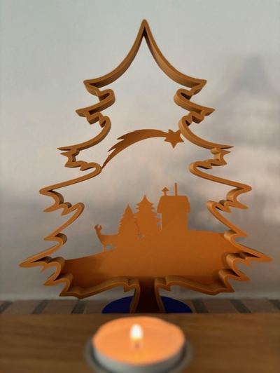 natale albero ornamento in piedi paesaggio by vecchio 3d domestico festività cervo stella casa caldo decorazione 3d print model - Mito3D