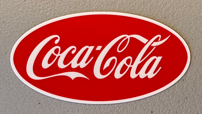 multicolor coca-cola logo magnet by wotfan art 2d coke 3d print model - Mito3D