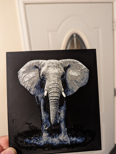 elephant hueforge by papa emeritus iv art 2d hue forge huedimmer black white multi colo color print printing animal contest 3d print model - Mito3D