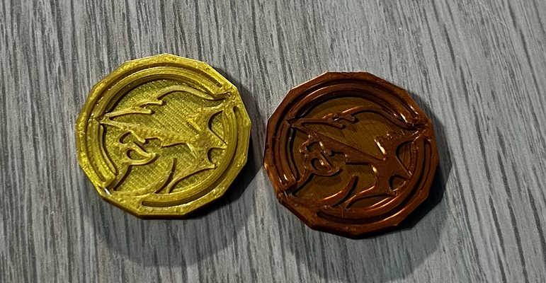 wizzard coins token by bamble3dcom toys & games board dragon coin role play money 3d print model - Mito3D
