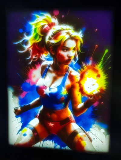 2dart lithophane ready action collection card no2 in litho bambu lab frame by statusd112 art 2d fighter wrestling girl portrait box bundle cmyk display case lithograph colorful light 3d print model - Mito3D