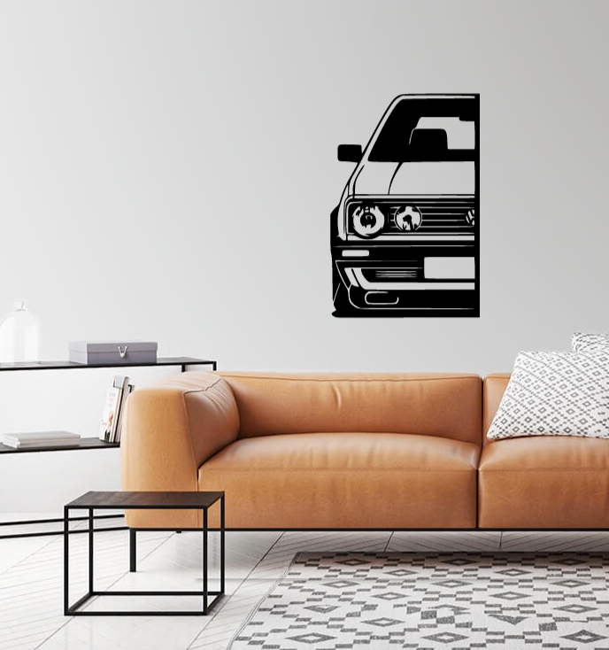 golf mk2 mur art décor by orange modèles afficher bureau ii conception gti vw volkswagen voiture 2 montage mural auto 2d chambre 2dart salon décoration murale vivant zed 3D print model - Mito3D