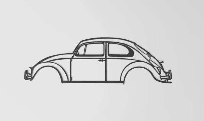vw böcek siluet by portakal sanat modeller duvar retro volkswagen araba eski nostaljik vag oto 2d sileta 2dart klasik sanatı dekorasyonu kağıdı auta böcek 3d print model - Mito3D