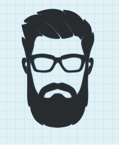 2d retrato homens barba óculos by laranja arte sinais logotipos parede homem 2dart corte cabelo penteado 3d print model - Mito3D