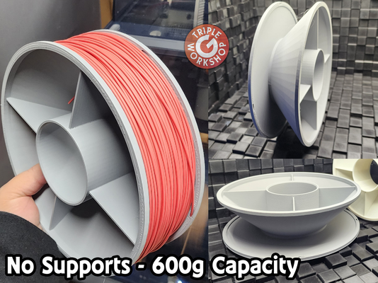 1 piece ams spool - no supports holds 600g by triplegworkshop 3d printer accessories upgrade filament filamentspoolholder filamentspool adapter spoolroller filamentholder nosupport respool bambulab partial amslite 3d print model - Mito3D