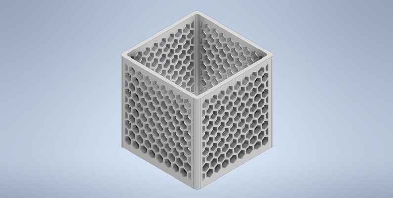 boîte hexagone trous by cotomaker ménage décor empilable corbeille poubelle gaspillage empiler conteneur déchets boites papier 3d print model - Mito3D