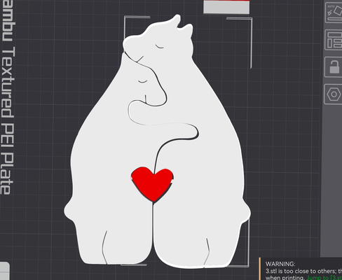 çift of ayılar sekmeler by cruse2382 sanat 2d aile aşk kalp ayı 3d print model - Mito3D