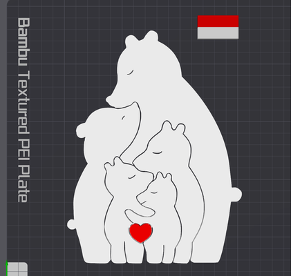 1 padre 4 niños familia of oso pestañas by cruse2382 arte 2d osos 3d print model - Mito3D