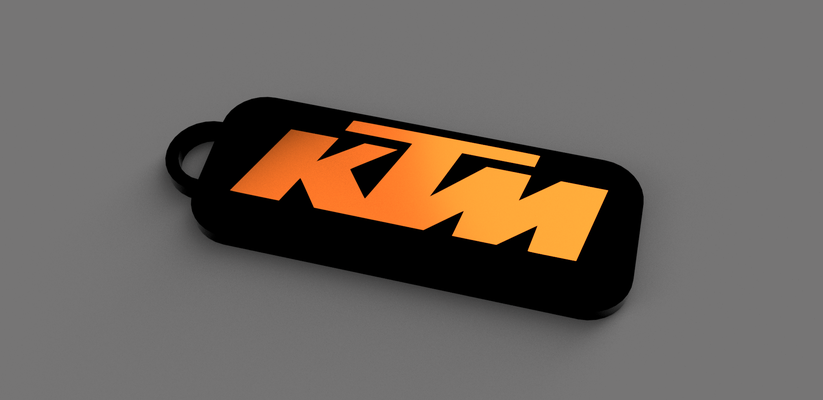 ktm porte clés 2 couleurs by alex stampa 3d art panneaux logos bicyclette moto clé chaîne utilitaire accessoire conception 3d print model - Mito3D
