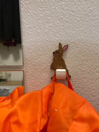 animal silhouette hanger - hare bunny rabbit by maartyy household house models hook clothes jacket kids peg 3d print model - Mito3D