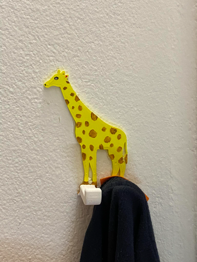 animal silhouette hanger - giraffe by maartyy household house models hook clothes jacket peg kids 3d print model - Mito3D