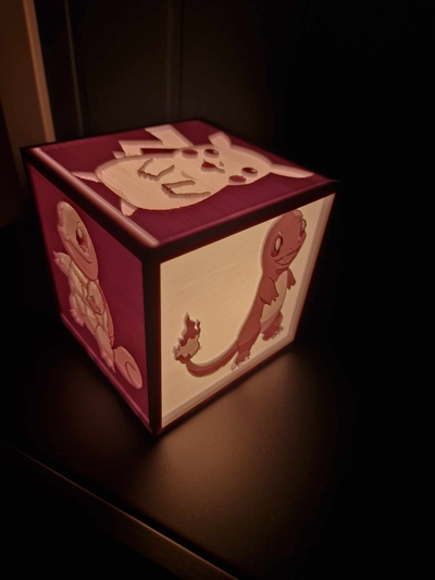 pokemon lithophane light box - original starters by morten3dp household house models lamp lightbox lightboxes picachu charmander bulbasaur squrtle originalpokemon 3d print model - Mito3D