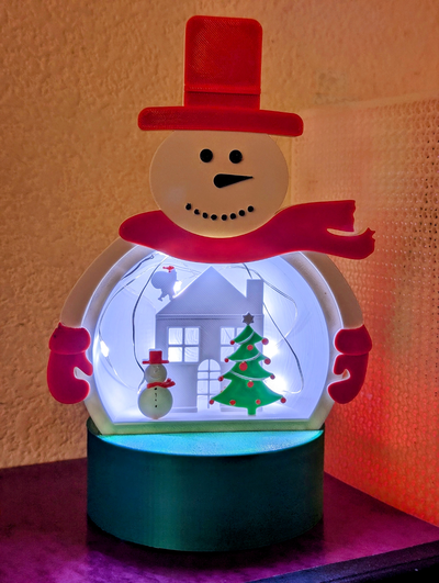 boneco neve luz globo by coeus3d arte modelos natal inverno feriado conduziu luzes 3d print model - Mito3D