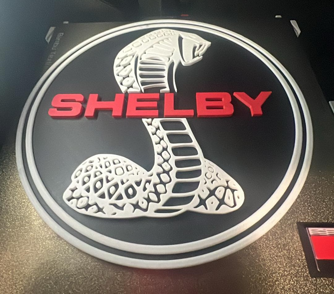 gué shelby logo multi couleur by 3dg dessins art panneaux logos cobra mustang voiture garage décor signe 3D print model - Mito3D