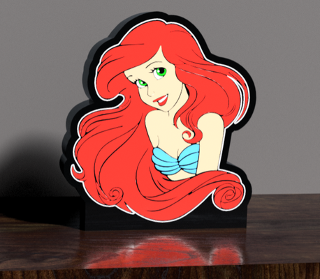 ariel mermaid led lightbox by mfdesigns3d art signs & logos disney light box 3d print model - Mito3D