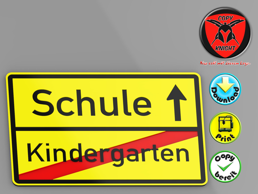kindergarten schule ortsausgangsschild kindergarden nursery school - exit sign shield by copyknight art models printinplace easy easyprint enrollment einschulung 3d print model - Mito3D