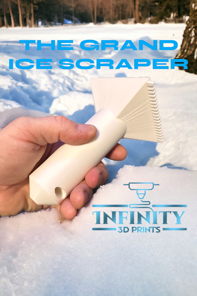 grand ice scraper by infinity 3d prints tools hand winter snow cold hands tool car trunk storage ready tough icy 3d print model - Mito3D