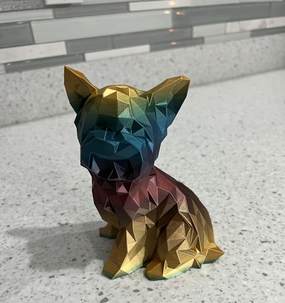 poly yorkie masculin remixé by monsieurjoeyjiffy art sculptures chien lowpoly chiens 3d print model - Mito3D