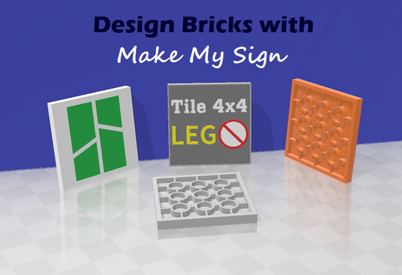tile 4x4 - own lego bricks by bambam design art signs & logos brick block legotile plate legoplate fliese fliesen my sign building construct cada 3d print model - Mito3D