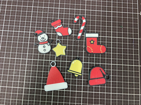 5 christmas ornaments bell candy cane snow man hat star by bob so cool art models x'mas 3d print model - Mito3D