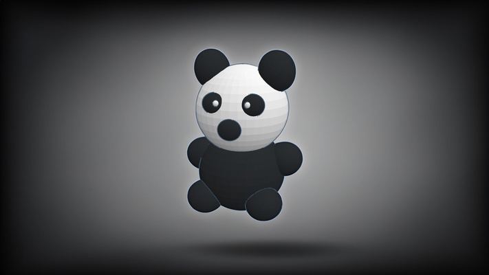 low-poly friendly panda by t stk art sculptures toy desk animal cute kids model printable animals creative beginner create 3d print model - Mito3D